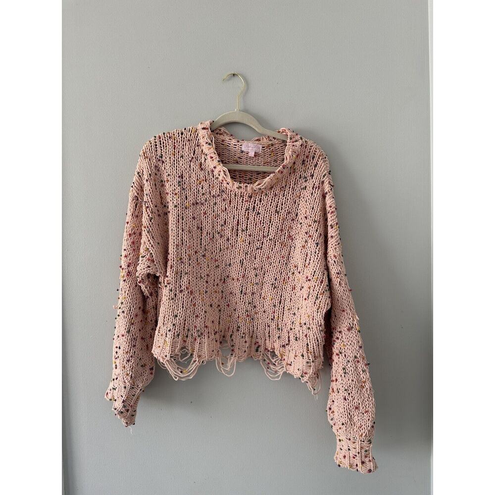 Women's Pink Lily Speckled Sweater Size Small Pink